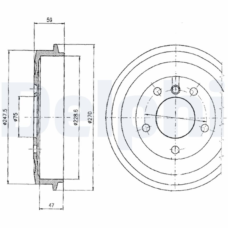 DELPHI BF275 Tamburo freno