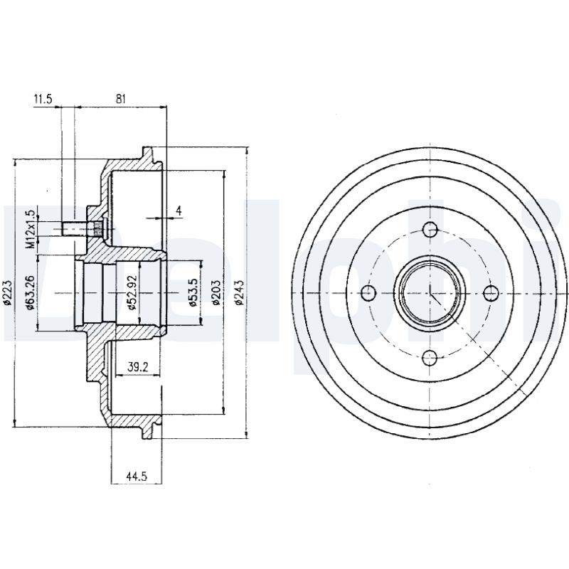 DELPHI BF402 Tamburo freno