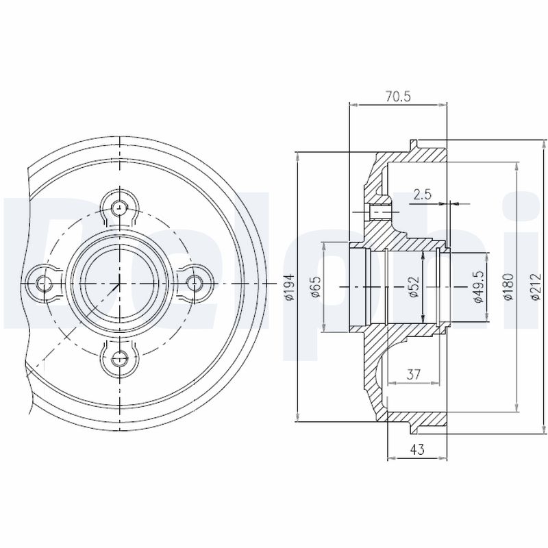 DELPHI BFR190 Tamburo freno-Tamburo freno-Ricambi Euro