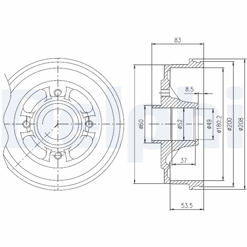 DELPHI BFR272 Brzdový buben