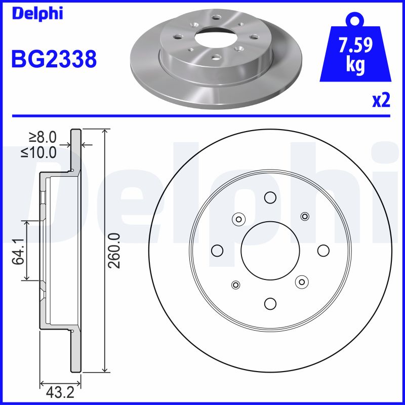 DELPHI BG2338 Discofreno-Discofreno-Ricambi Euro