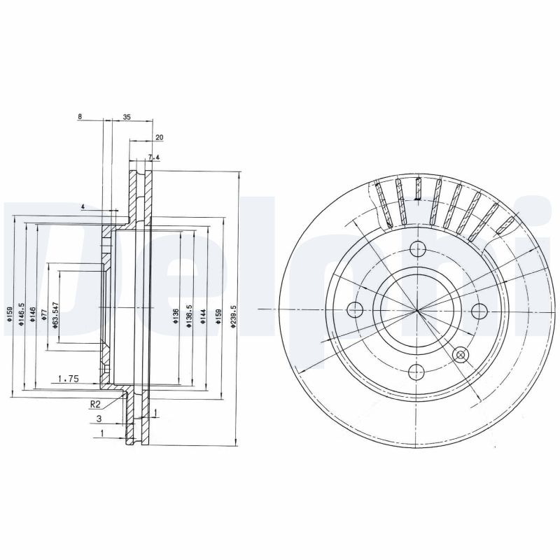 DELPHI BG2440 Discofreno-Discofreno-Ricambi Euro