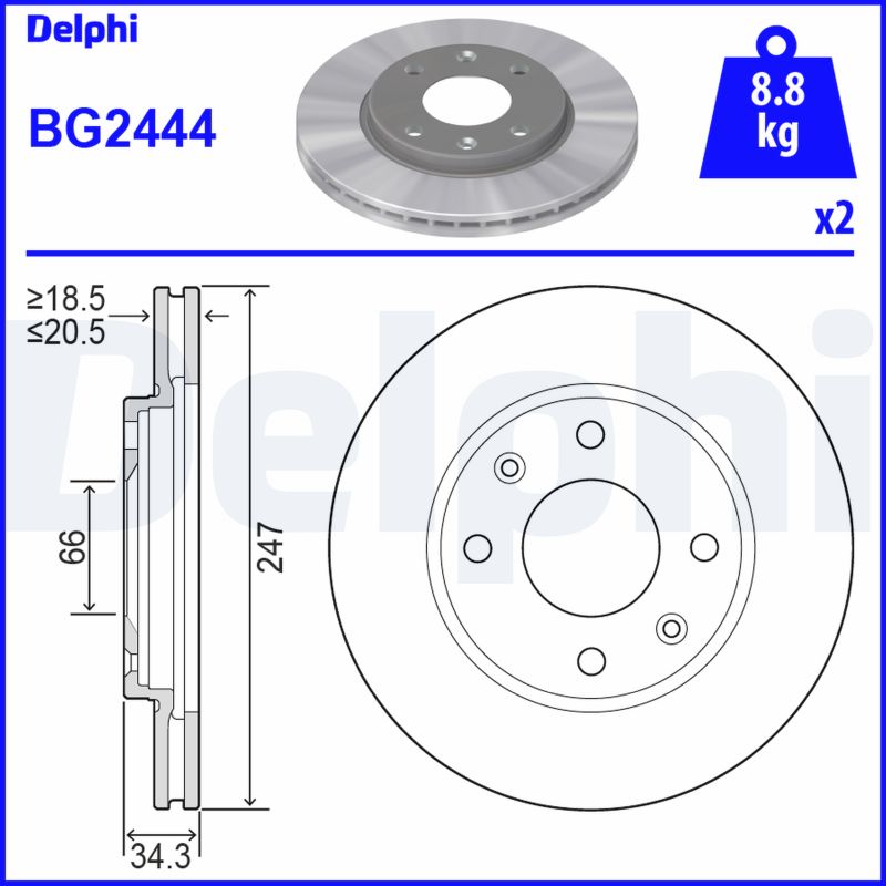 DELPHI BG2444 Discofreno-Discofreno-Ricambi Euro