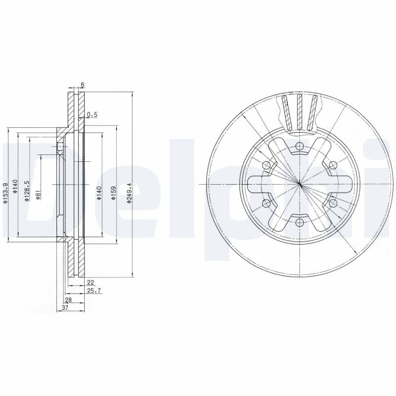 DELPHI BG2457 Discofreno-Discofreno-Ricambi Euro