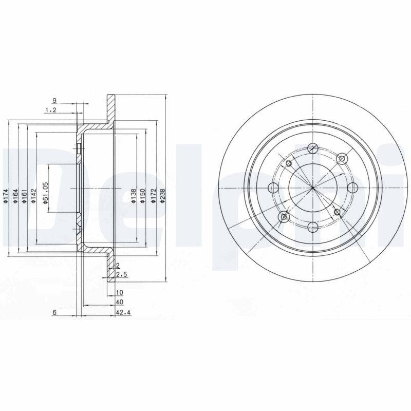 DELPHI BG2538 Discofreno-Discofreno-Ricambi Euro