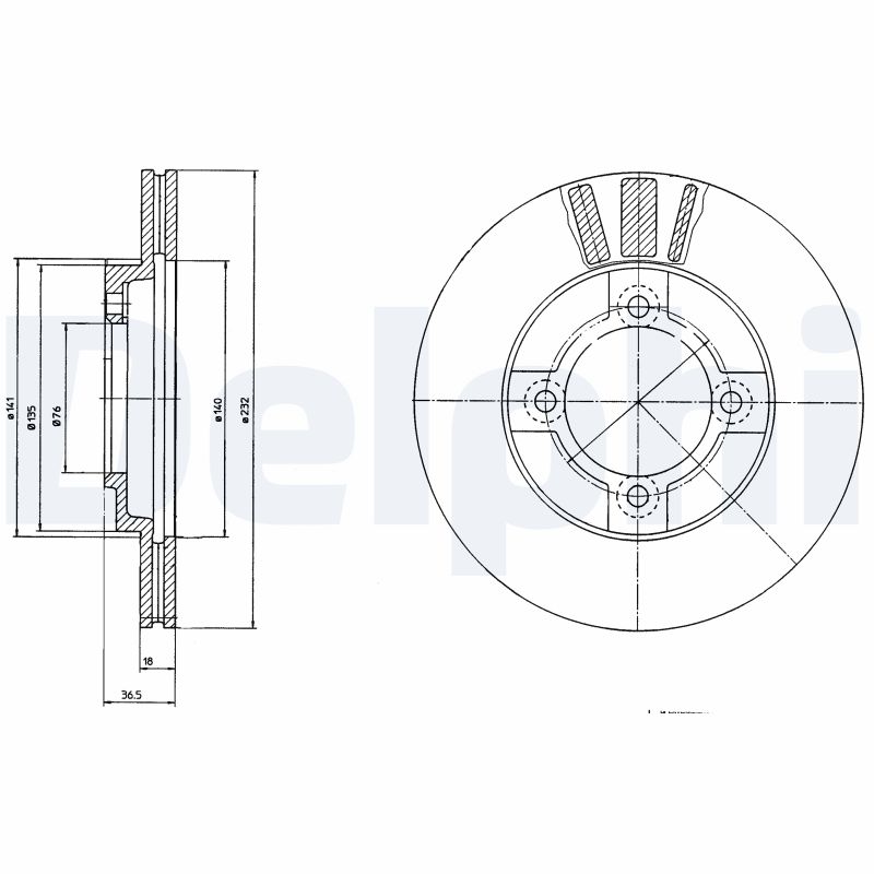 DELPHI BG2564 Brzdový kotouč