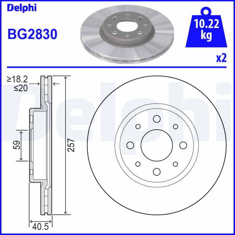 DELPHI BG2830 Brzdový kotouč