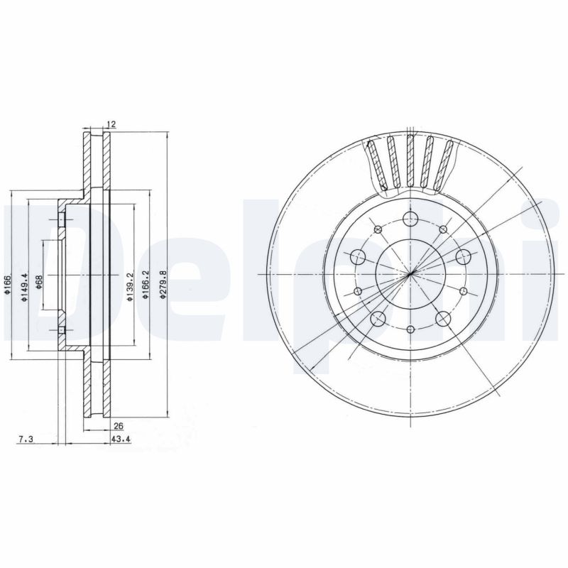 DELPHI BG2841 спирачен диск