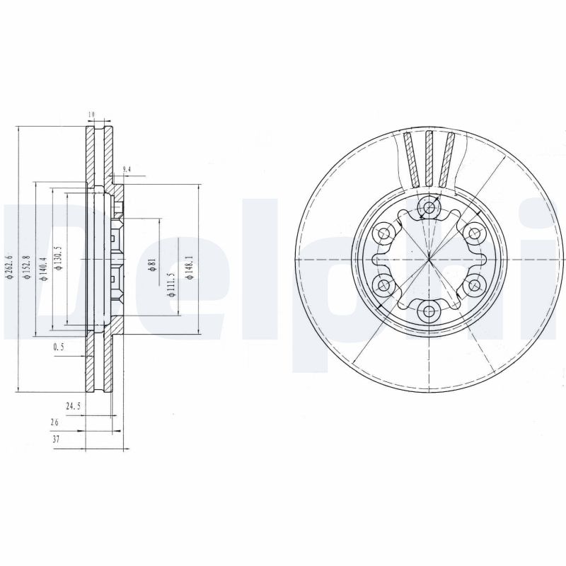 DELPHI BG3132 Brzdový kotouč