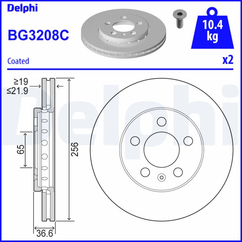 DELPHI BG3208C спирачен диск