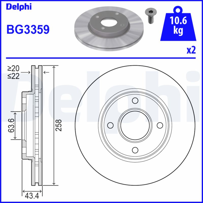 DELPHI BG3359 Disc frana