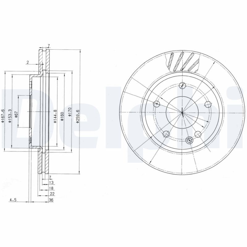 DELPHI BG3395 Disc frana