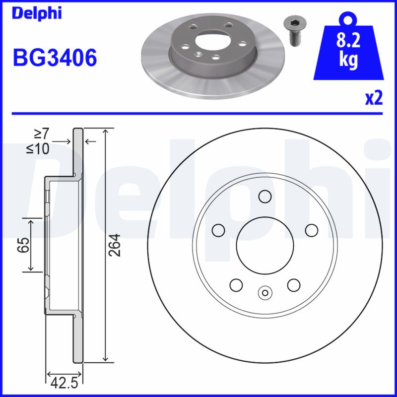 DELPHI BG3406 Discofreno-Discofreno-Ricambi Euro