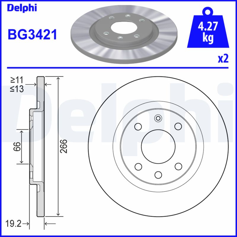 DELPHI BG3421 спирачен диск