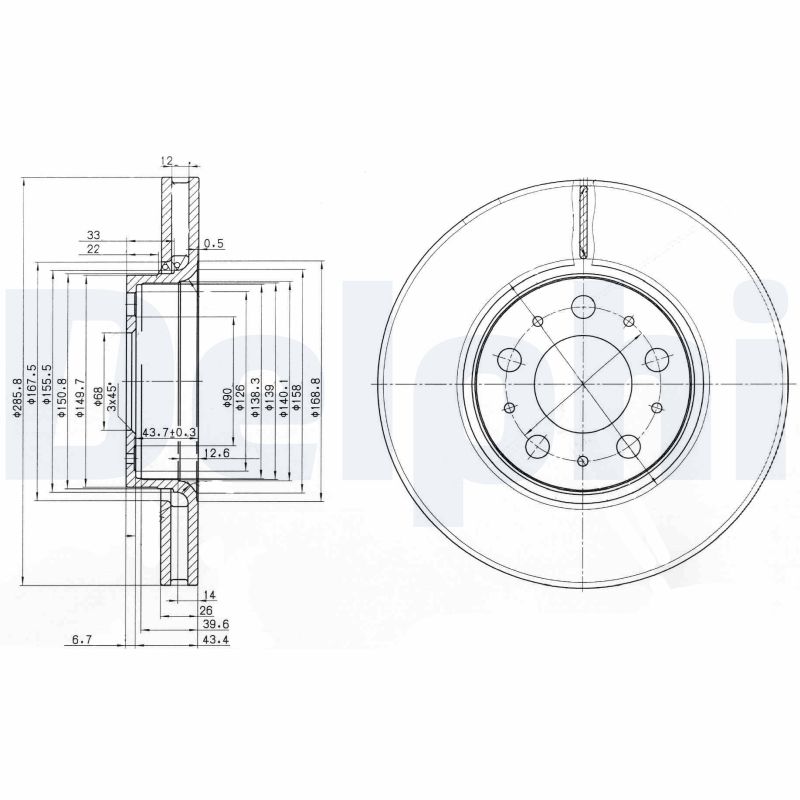 DELPHI BG3513 Discofreno-Discofreno-Ricambi Euro