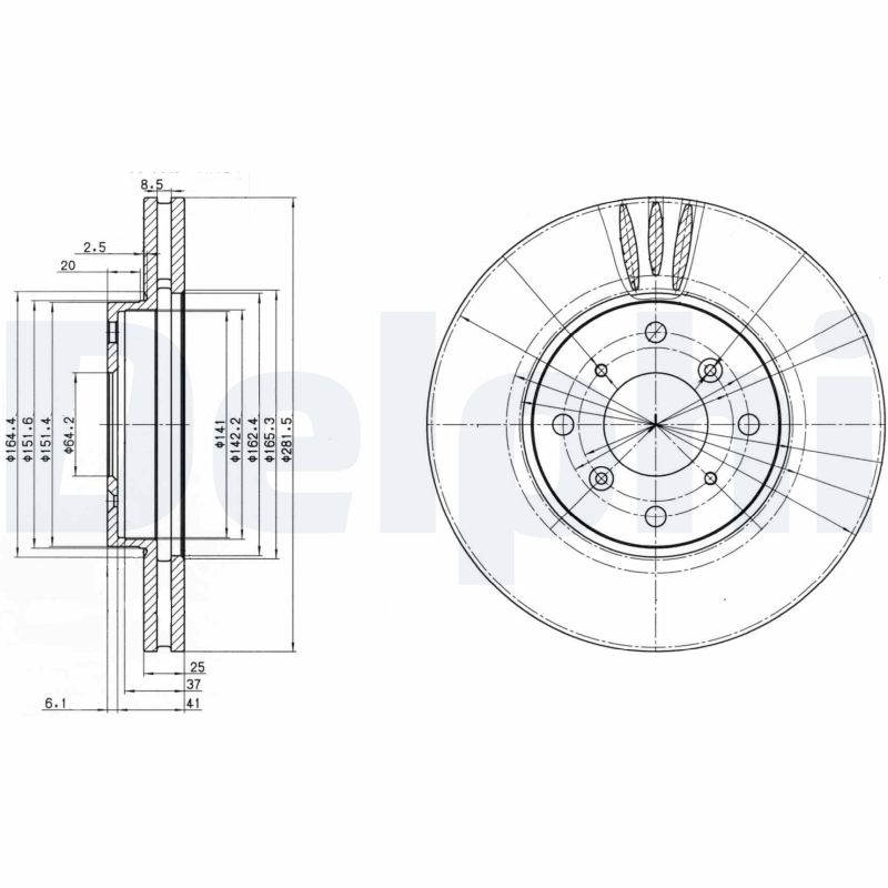 DELPHI BG3516 Brzdový kotouč