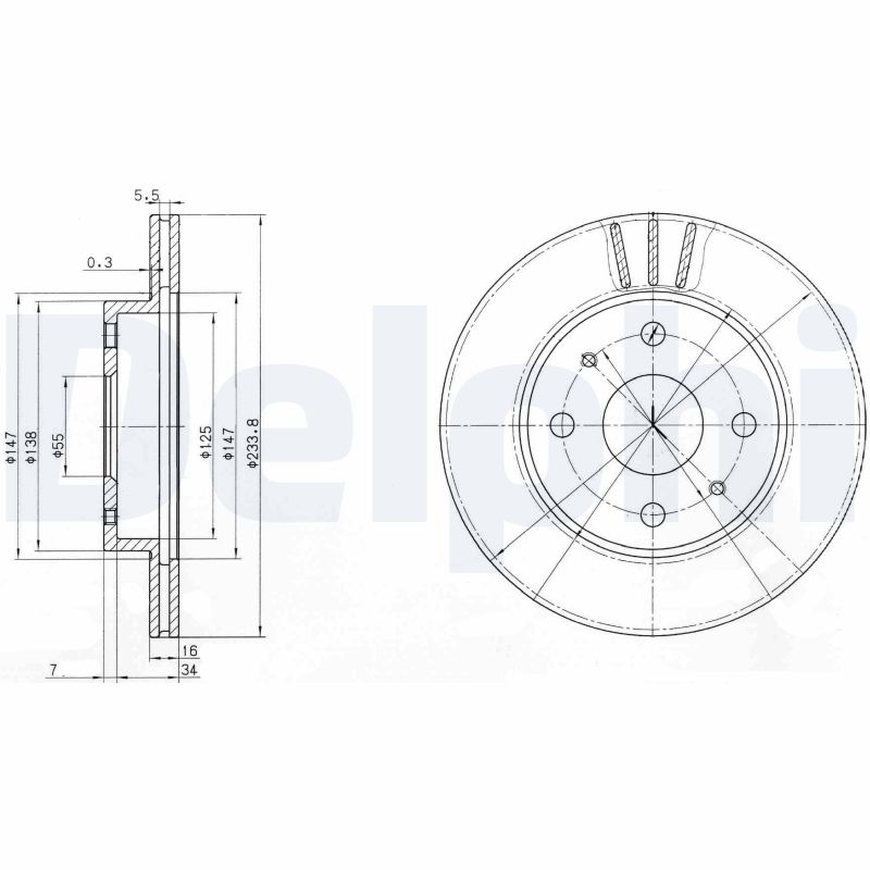 DELPHI BG3555 спирачен диск