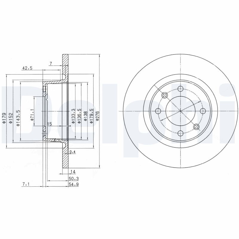 DELPHI BG3621 спирачен диск