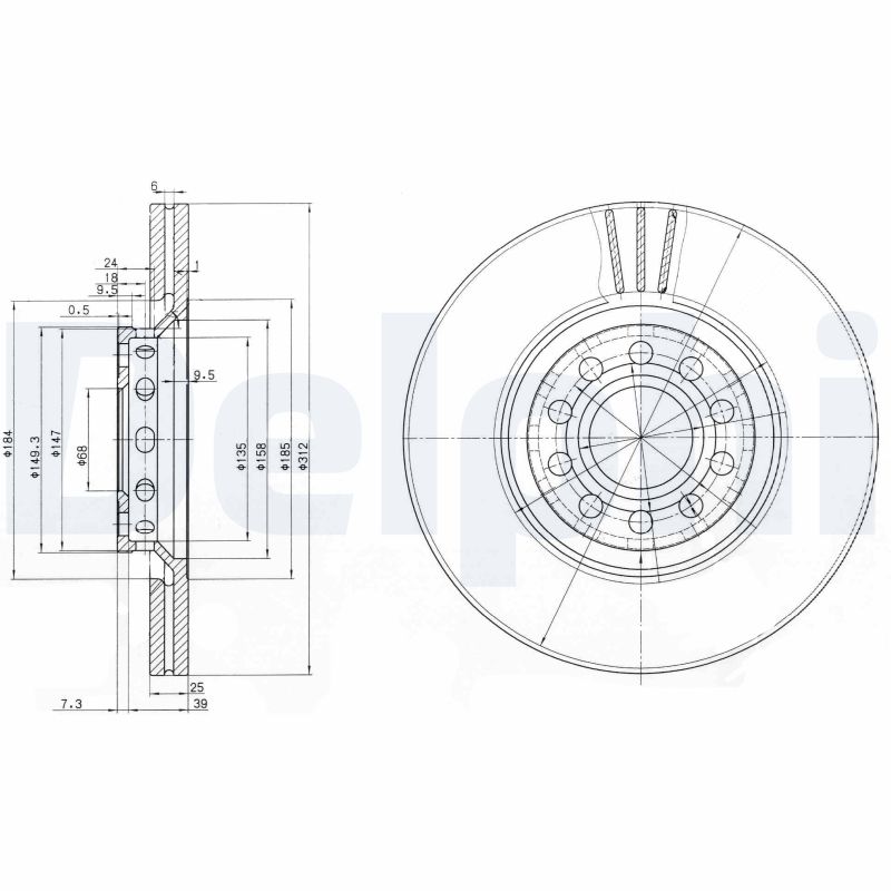 DELPHI BG3657C Brzdový kotouč