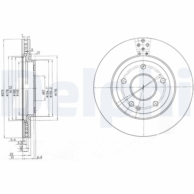 DELPHI BG3709 Discofreno-Discofreno-Ricambi Euro