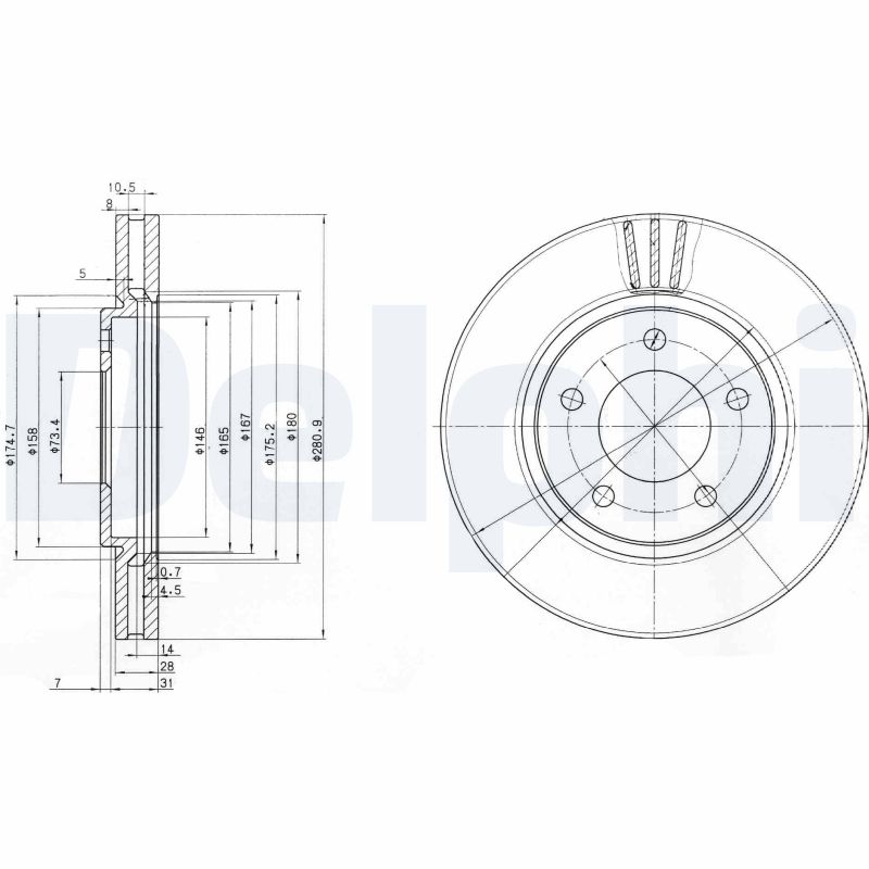 DELPHI BG3715 спирачен диск