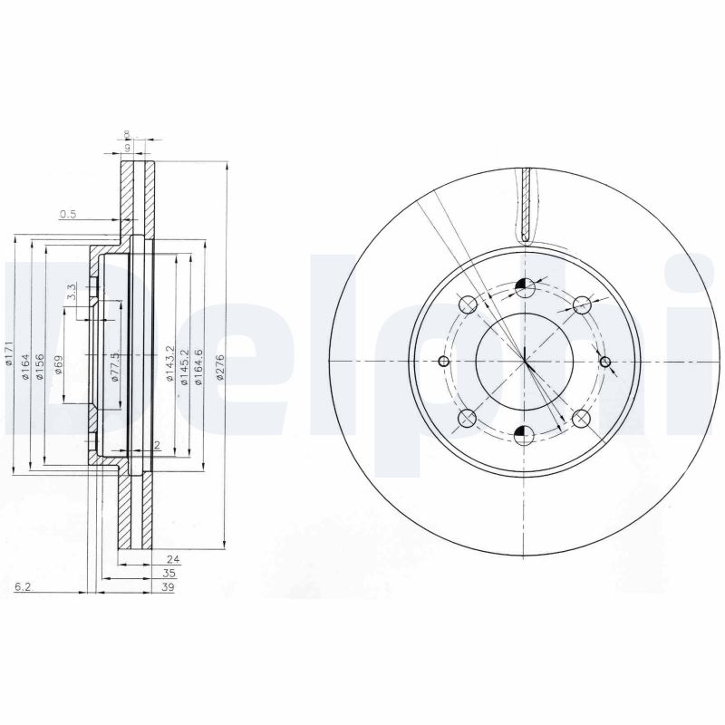 DELPHI BG3810 Discofreno-Discofreno-Ricambi Euro