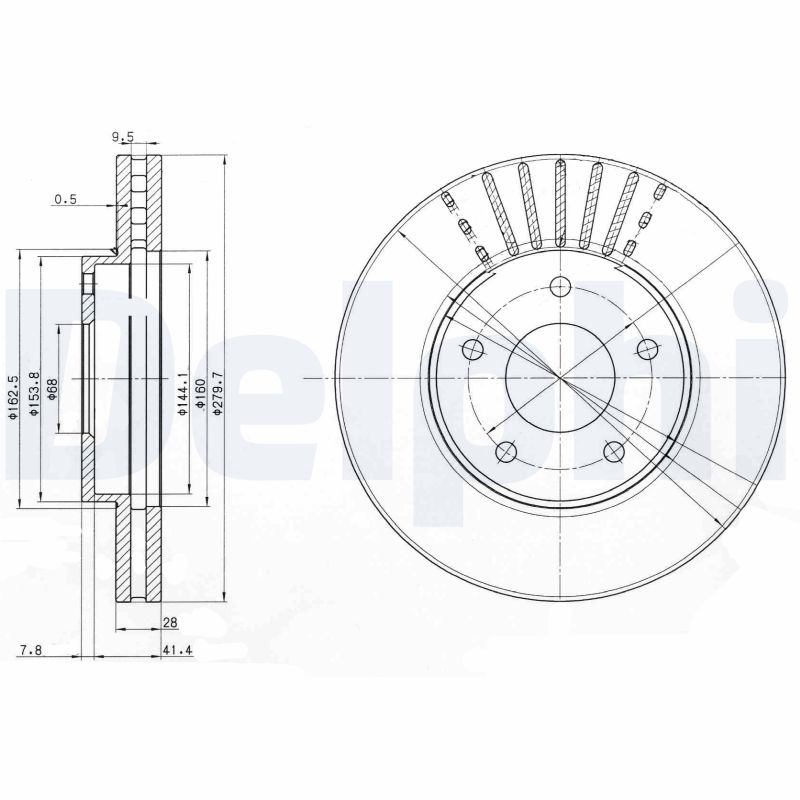 DELPHI BG3816 спирачен диск