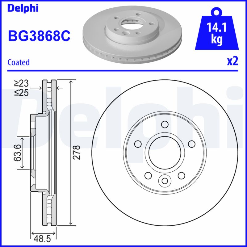 DELPHI BG3868C спирачен диск