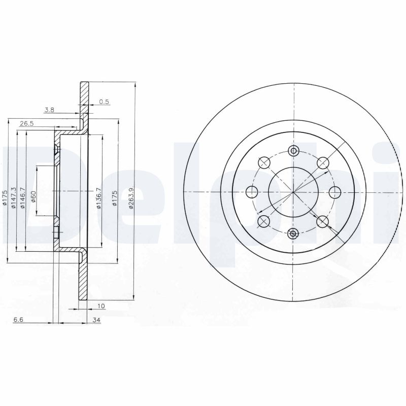 DELPHI BG3945 Disc frana