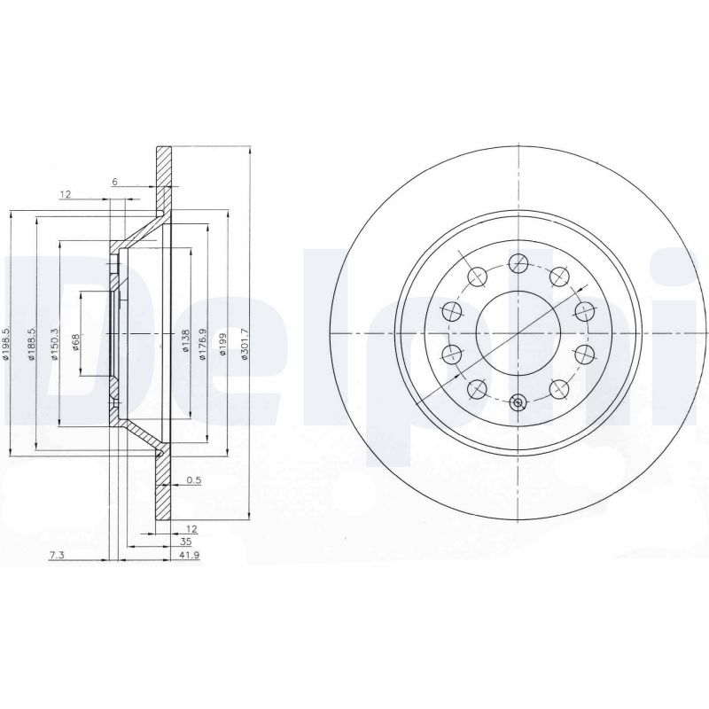 DELPHI BG3956C спирачен диск