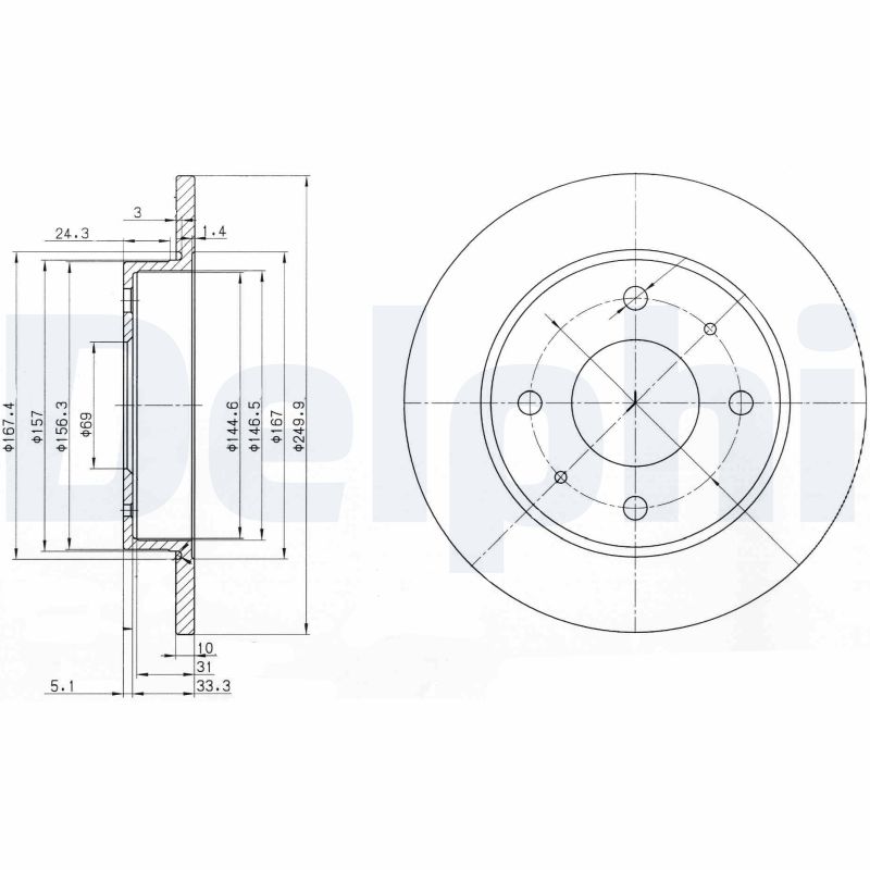 DELPHI BG3971 Disc frana