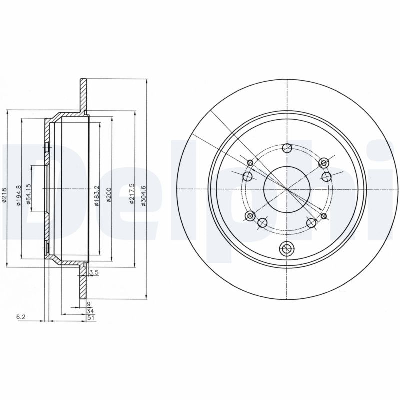 DELPHI BG4064C Discofreno-Discofreno-Ricambi Euro