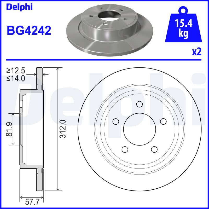 DELPHI BG4242 Brzdový kotouč