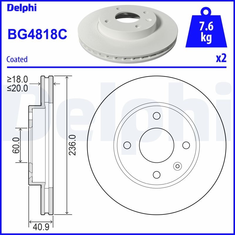 DELPHI BG4818C спирачен диск