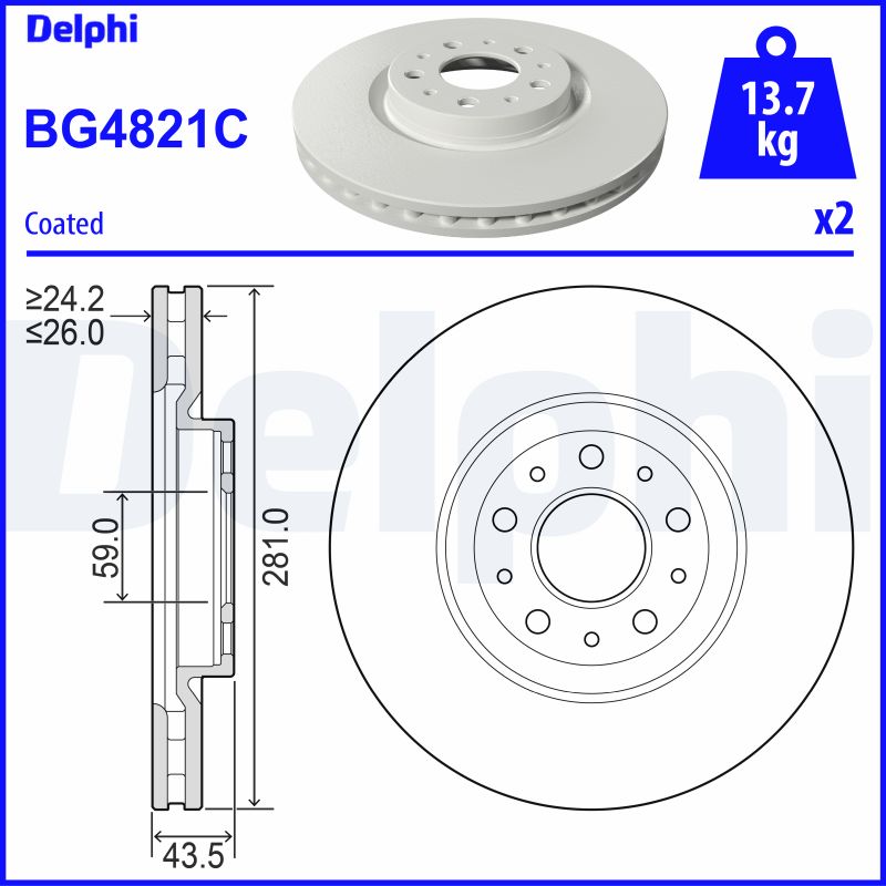 DELPHI BG4821C спирачен диск