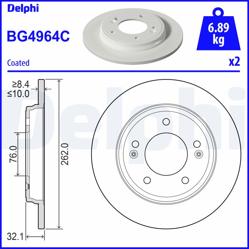 DELPHI BG4964C Brzdový kotouč