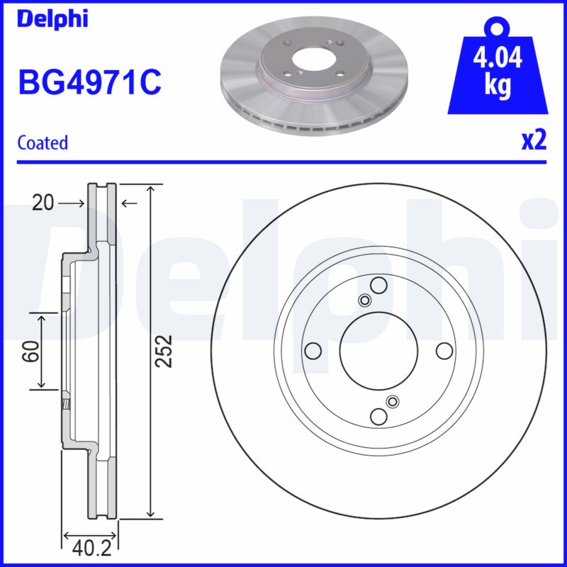 DELPHI BG4971C Brzdový kotouč