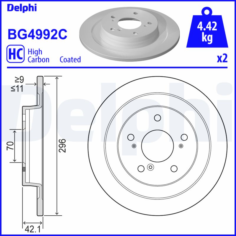 DELPHI BG4992C Discofreno-Discofreno-Ricambi Euro