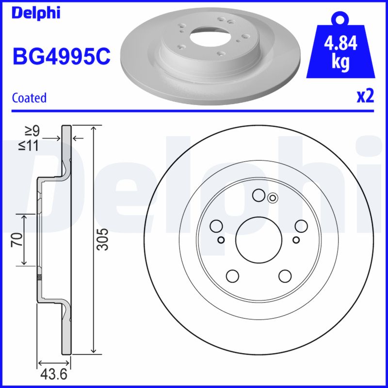 DELPHI BG4995C Brzdový kotouč