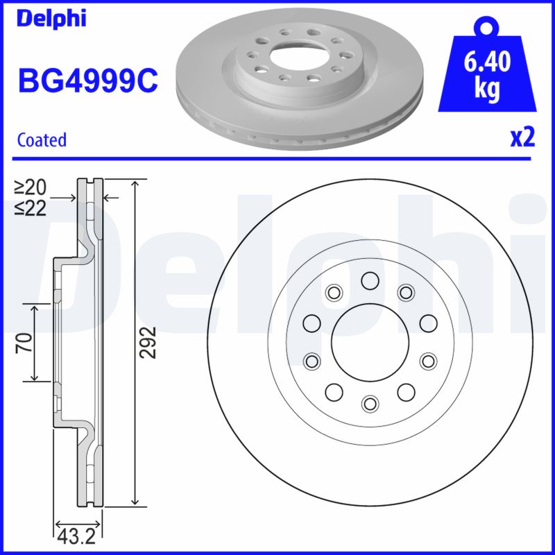 DELPHI BG4999C Discofreno-Discofreno-Ricambi Euro