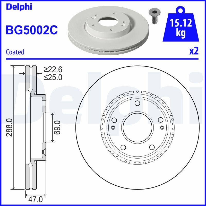 DELPHI BG5002C Brzdový kotouč