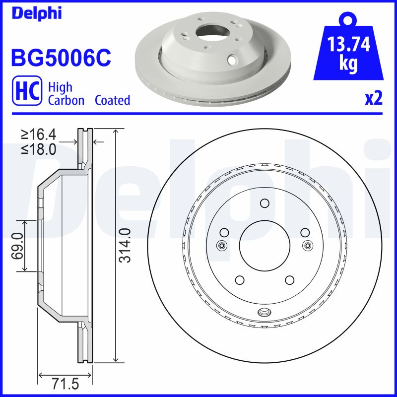 DELPHI BG5006C спирачен диск