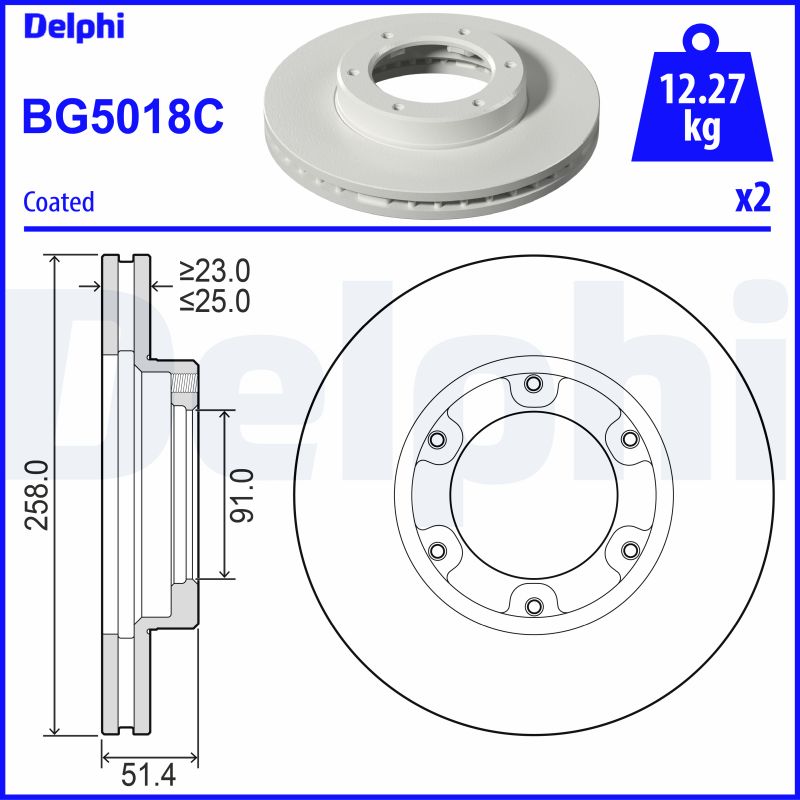 DELPHI BG5018C Brzdový kotouč