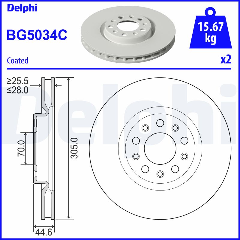 DELPHI BG5034C Brzdový kotouč