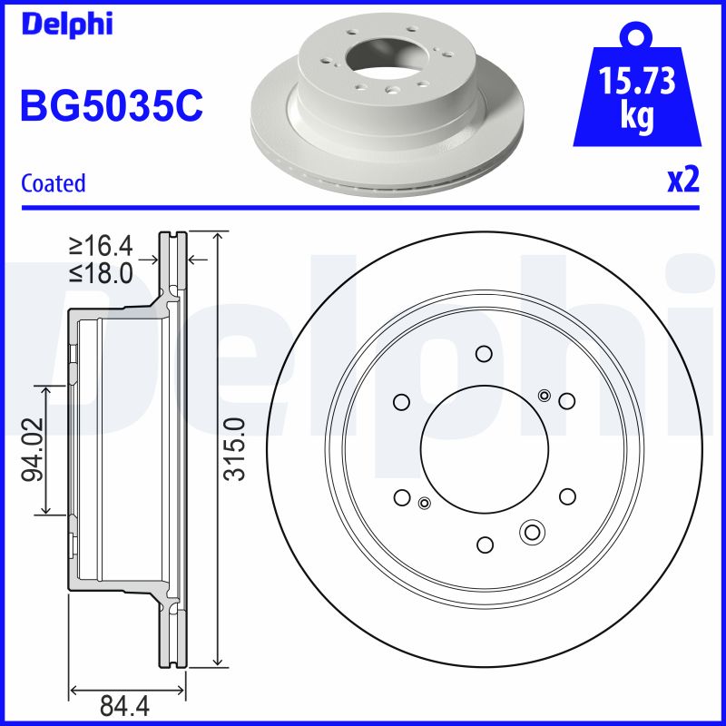 DELPHI BG5035C Brzdový kotouč