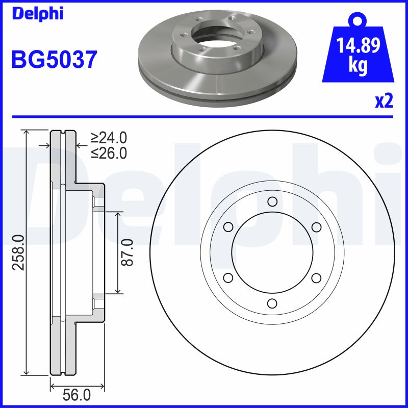 DELPHI BG5037 Brzdový kotouč