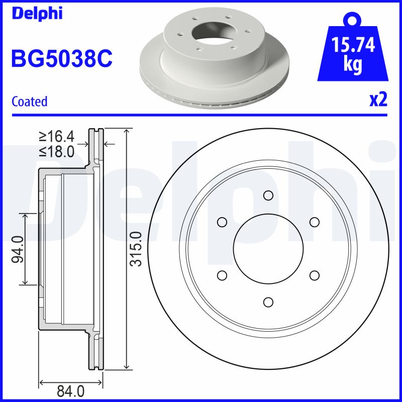 DELPHI BG5038C спирачен диск