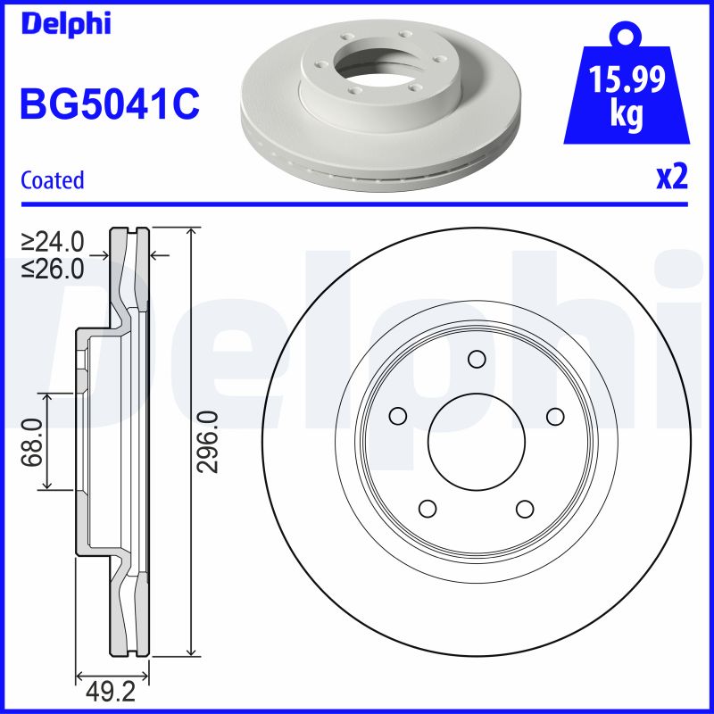 DELPHI BG5041C спирачен диск