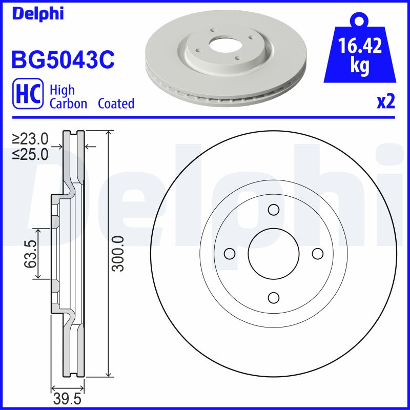 DELPHI BG5043C Brzdový kotouč