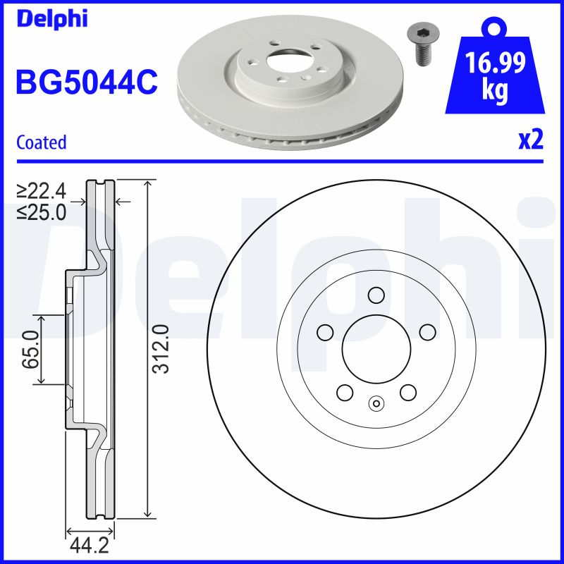 DELPHI BG5044C Brzdový kotouč